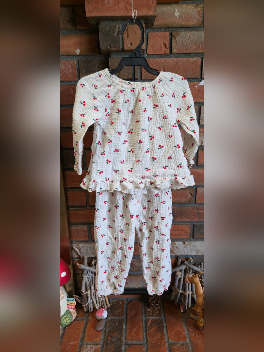 Rib Knit Cherries Outfit Set